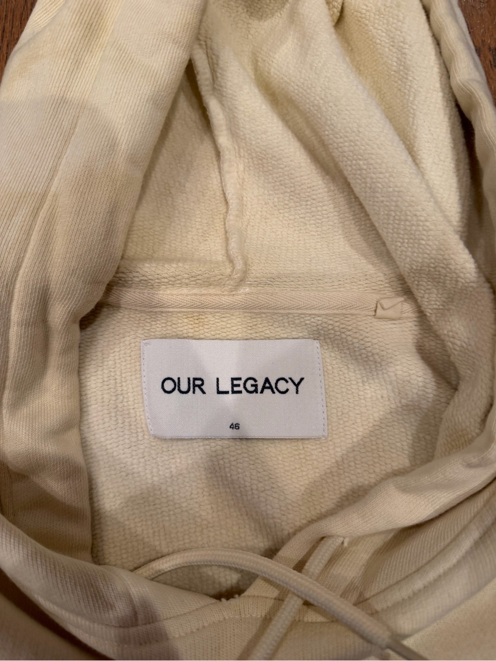 Our Legacy Washed Cream Hooded Pullover - Picture 2 of 3
